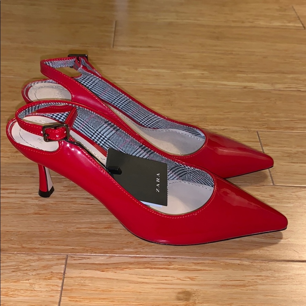 NWT Zara Slingback Red Pumps